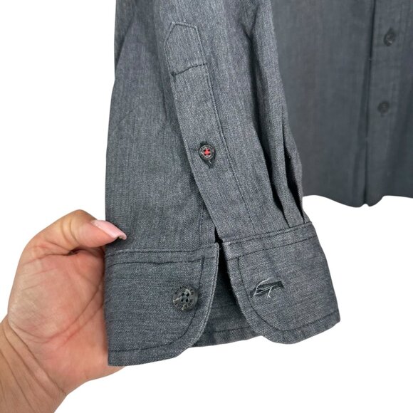 Wrangler Mens Grey Long-Sleeve Button-Up Work Shirt Size 2XL Cotton Blend - Picture 12 of 12